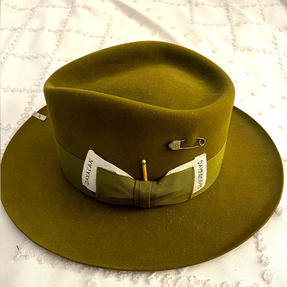 🔥 Nick Fouquet 100% beaver felt Olive Hat 58 7 1/4